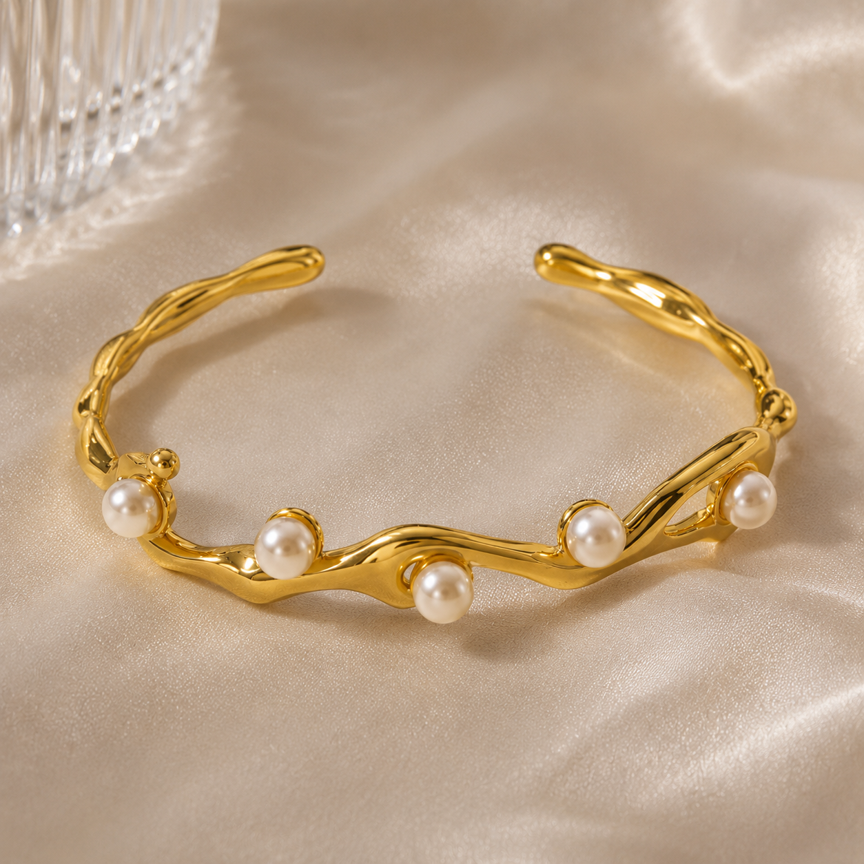 Pearl Wave Cuff Bracelet