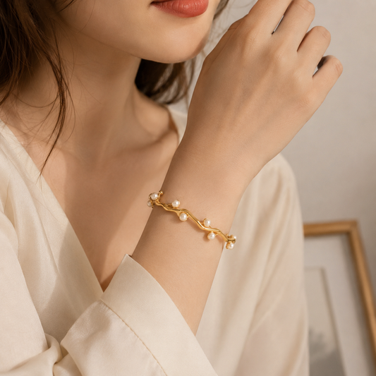 Pearl Wave Cuff Bracelet