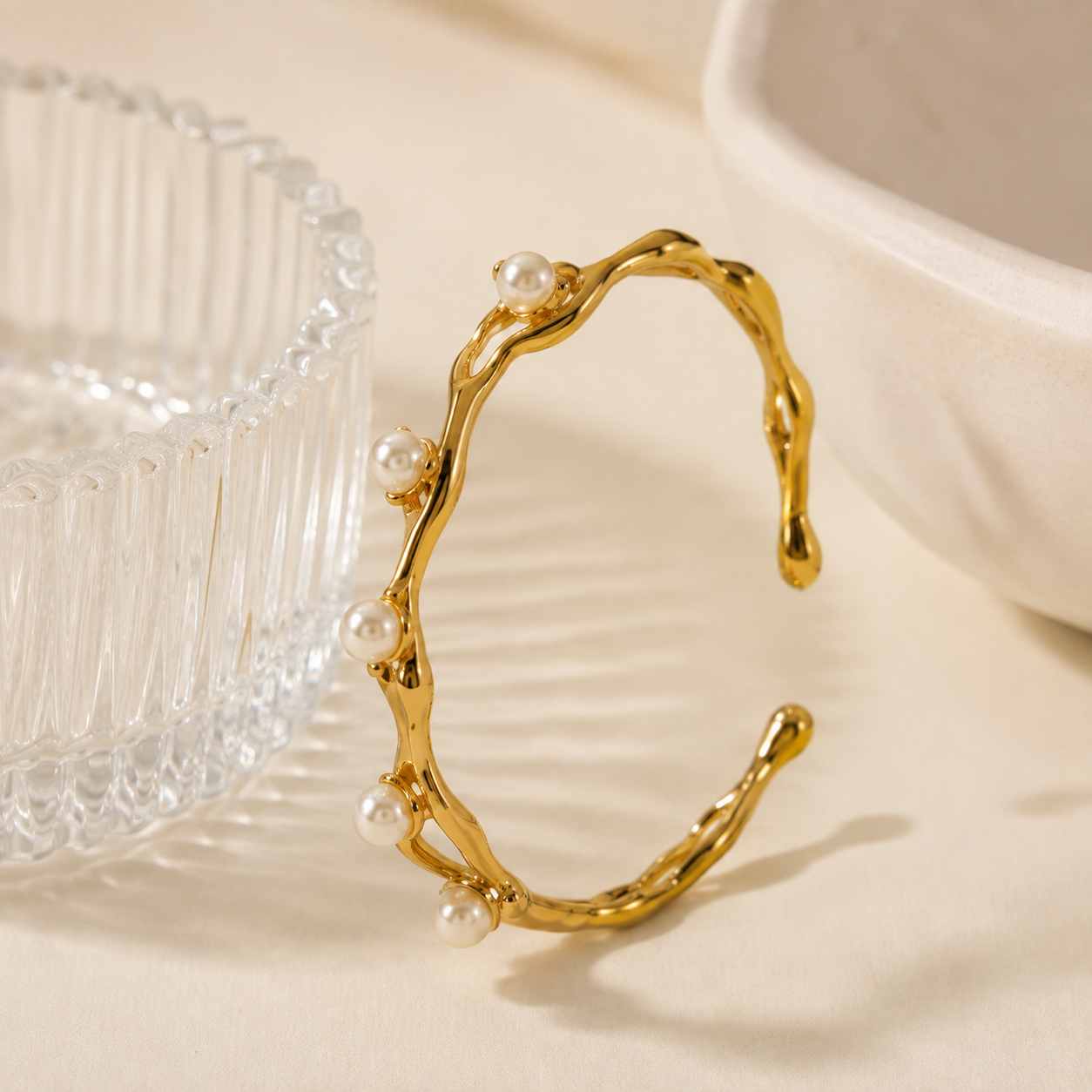 Pearl Wave Cuff Bracelet