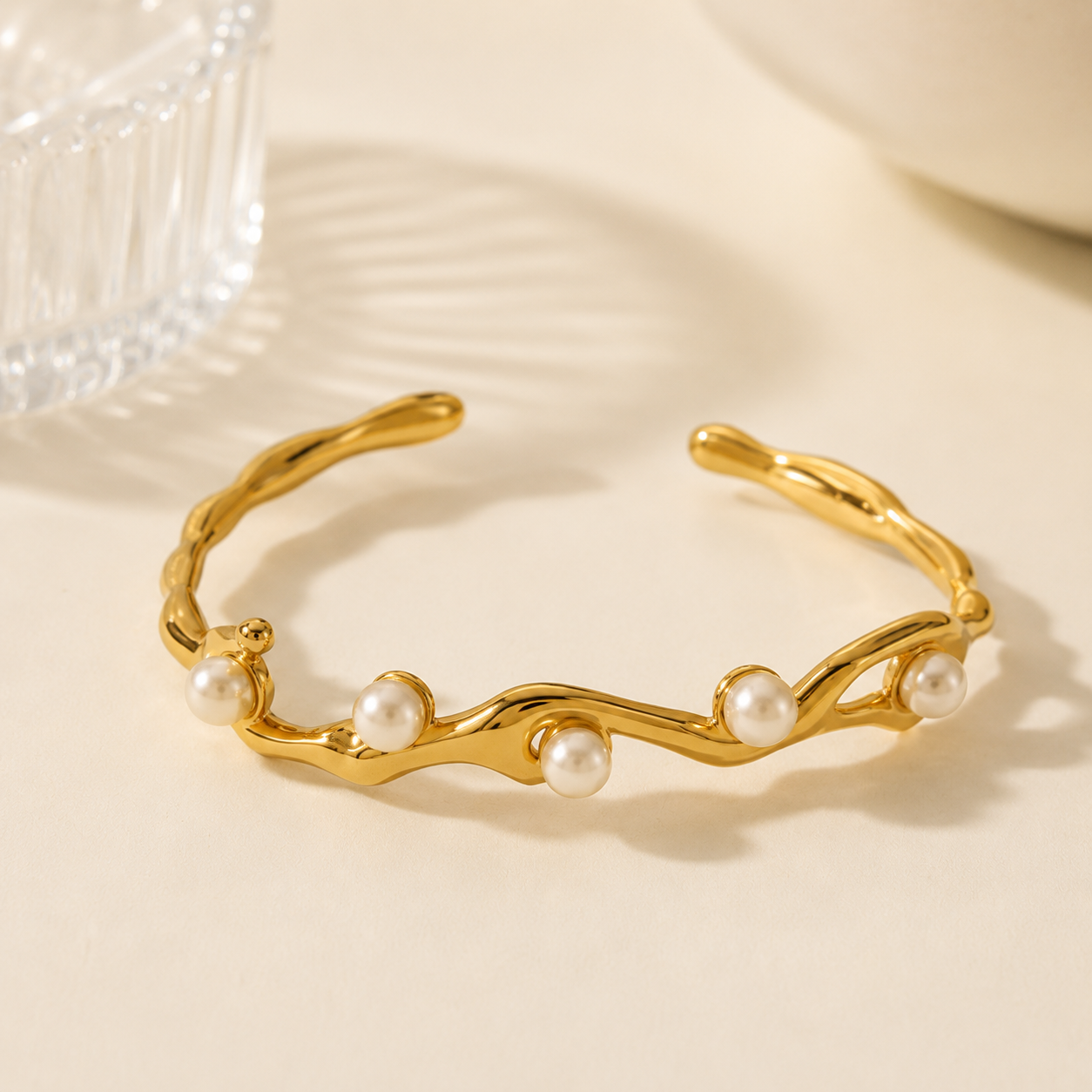 Pearl Wave Cuff Bracelet