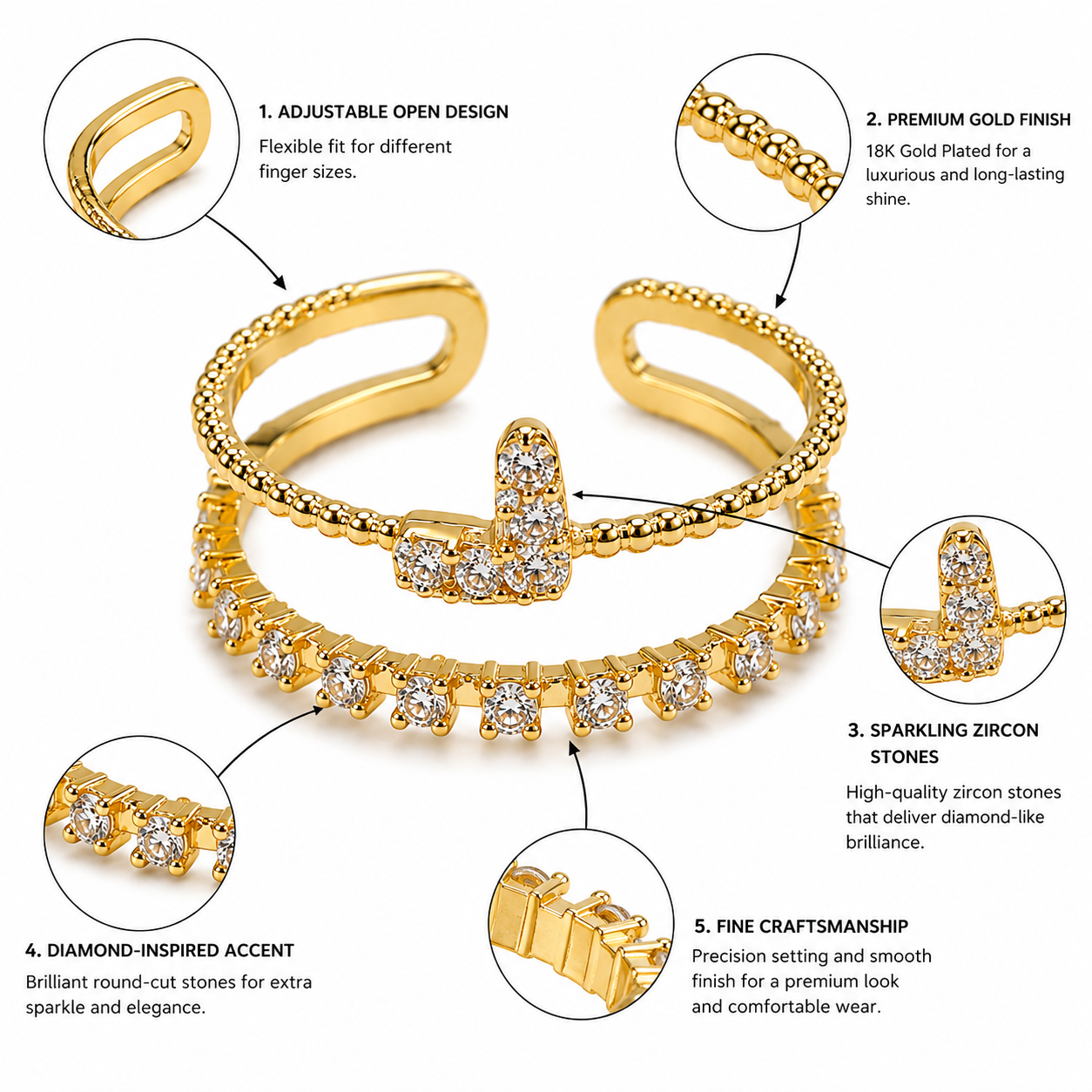 Golden Heartline Ring