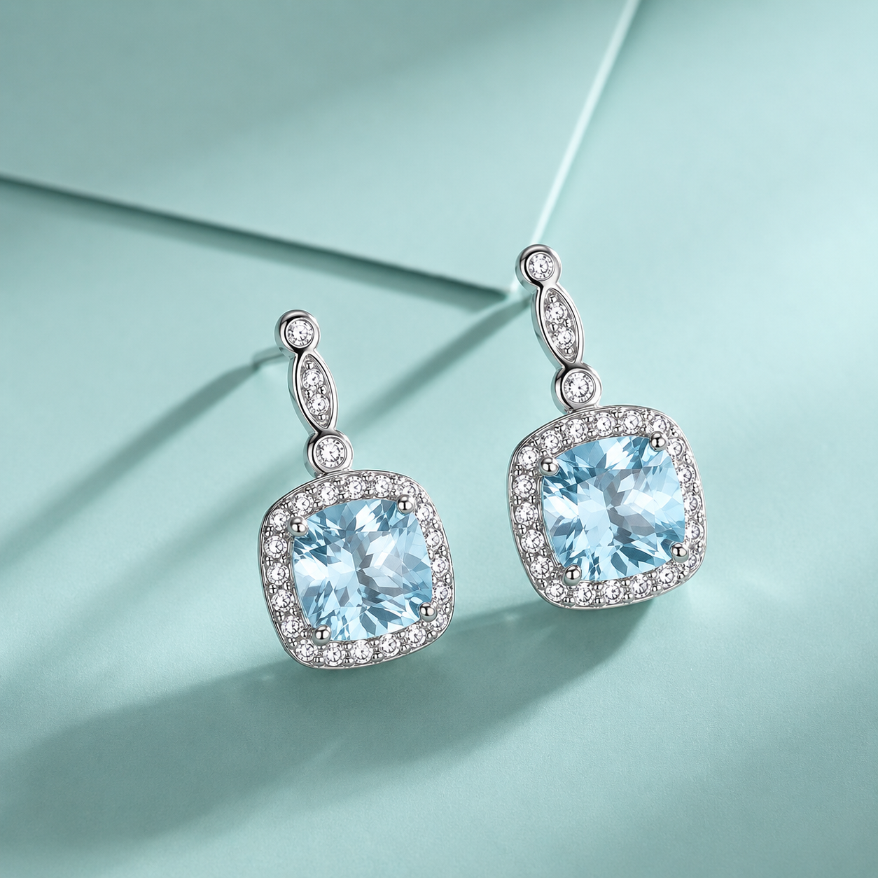 Aquamarine Blue Diamond Jewellery Set