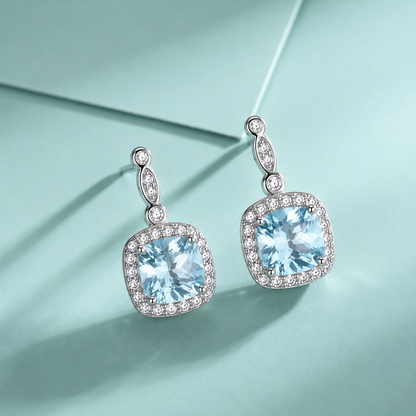Aquamarine Blue Diamond Jewellery Set