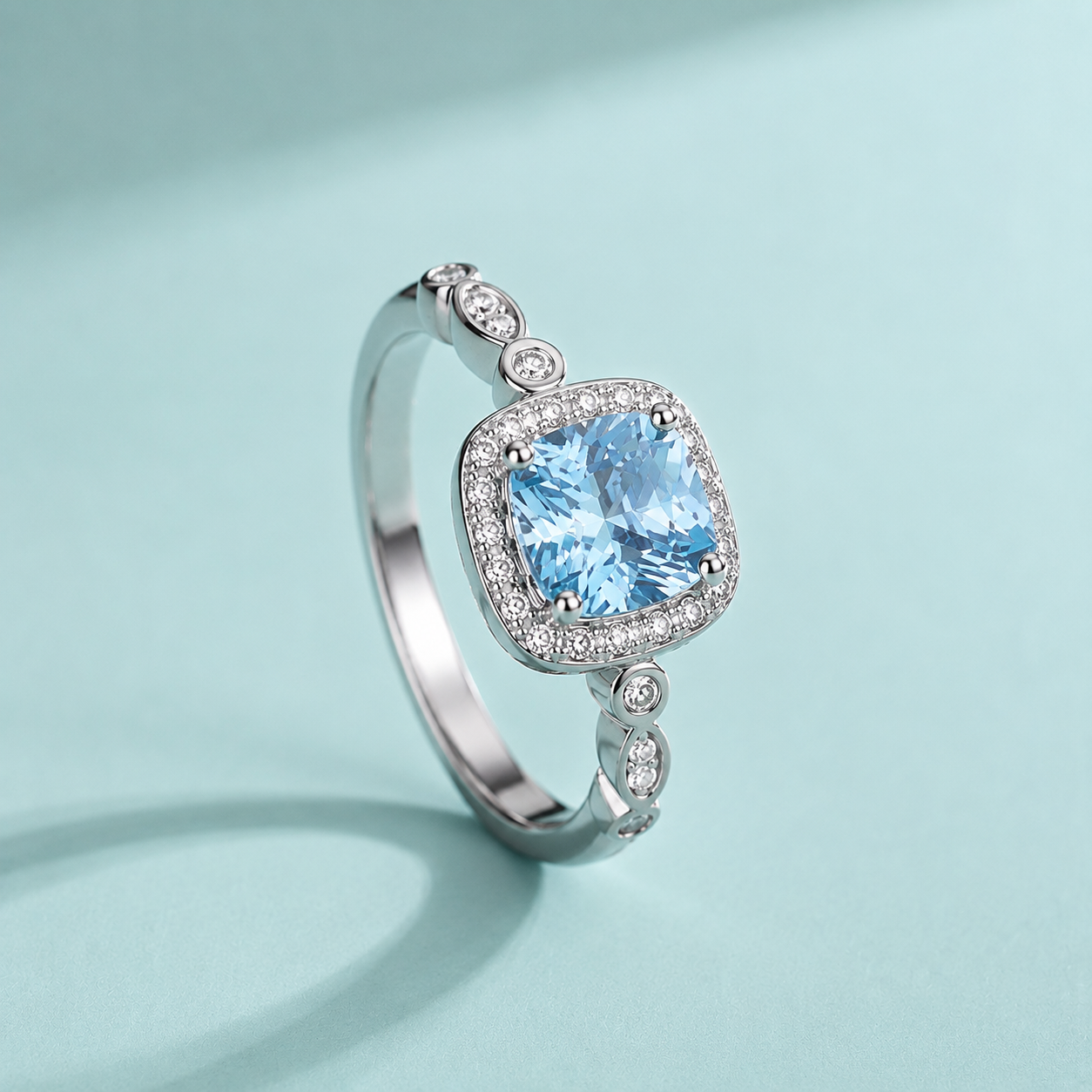 Aquamarine Blue Diamond Jewellery Set