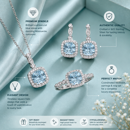 Aquamarine Blue Diamond Jewellery Set