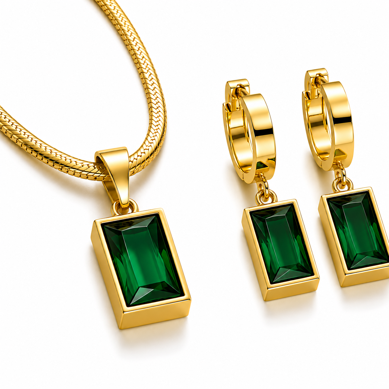 Emerald Green Stone Jewellery Set