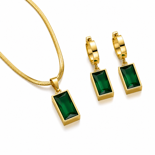 Emerald Green Stone Jewellery Set