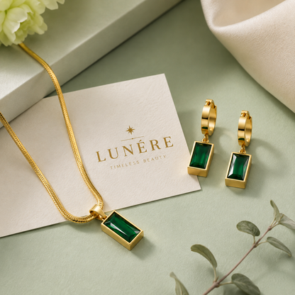 Emerald Green Stone Jewellery Set