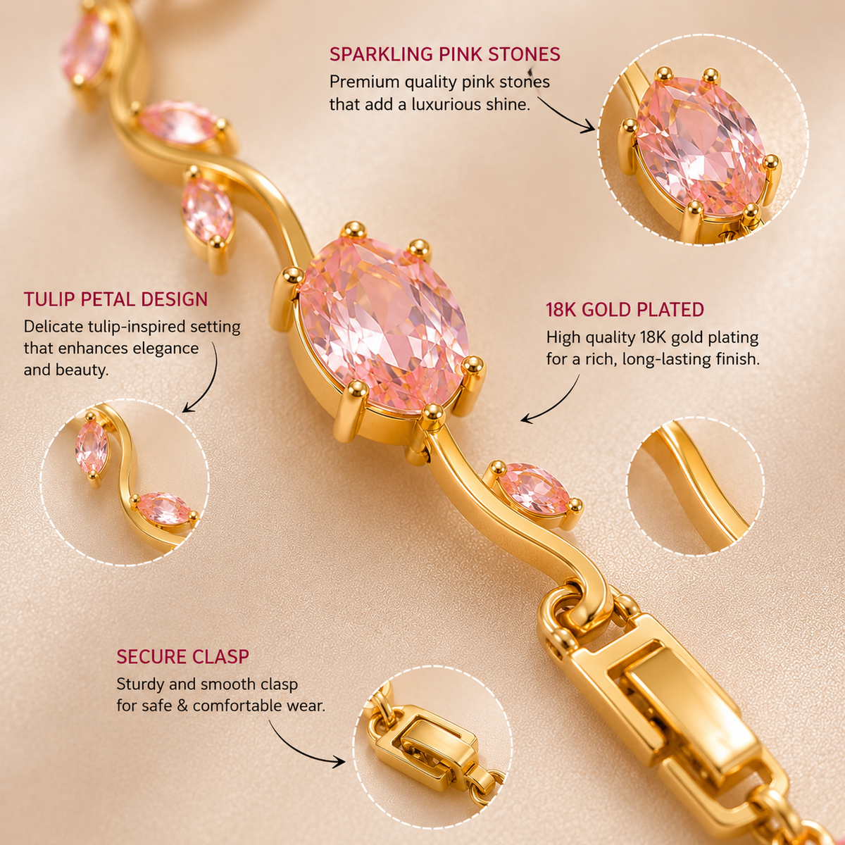 Pink Tulip Bracelet