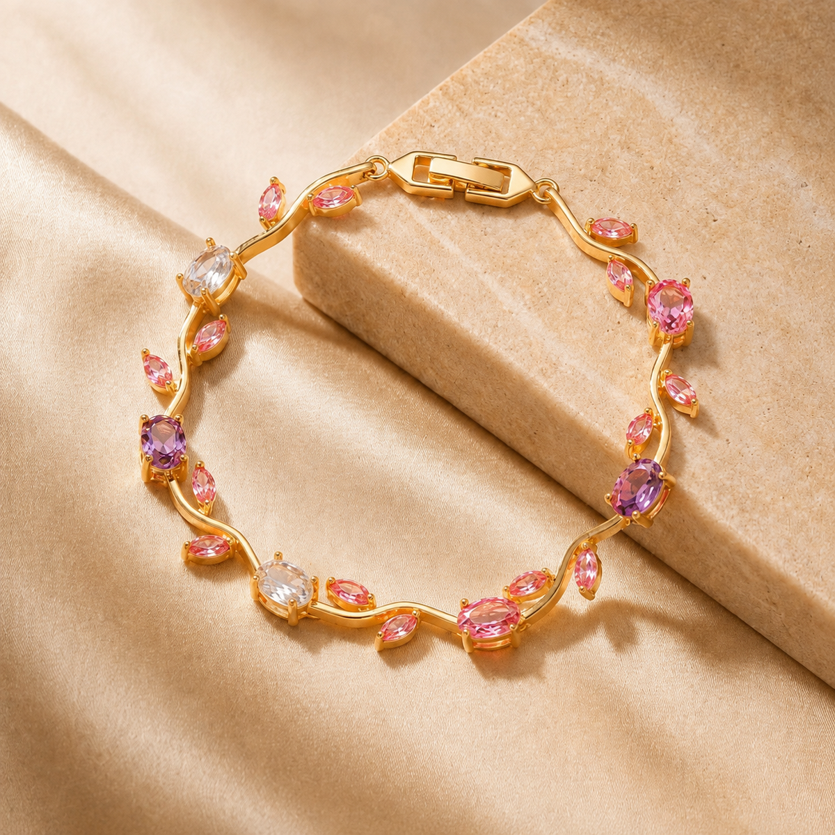 Tulip Floral Gemstone Bracelet