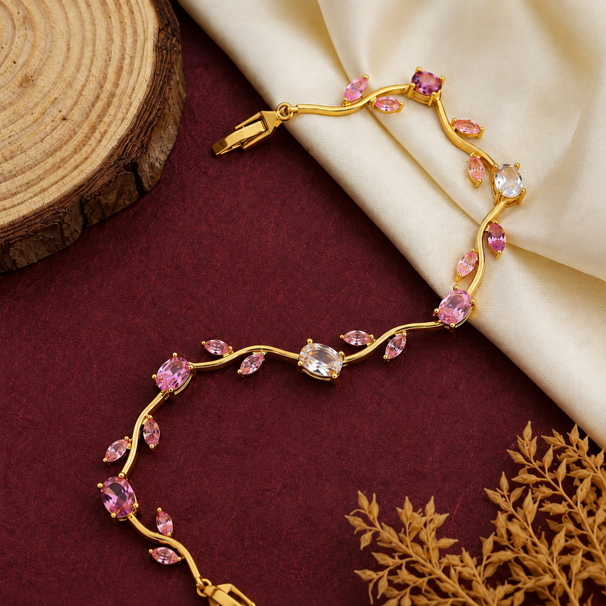 Tulip Floral Gemstone Bracelet