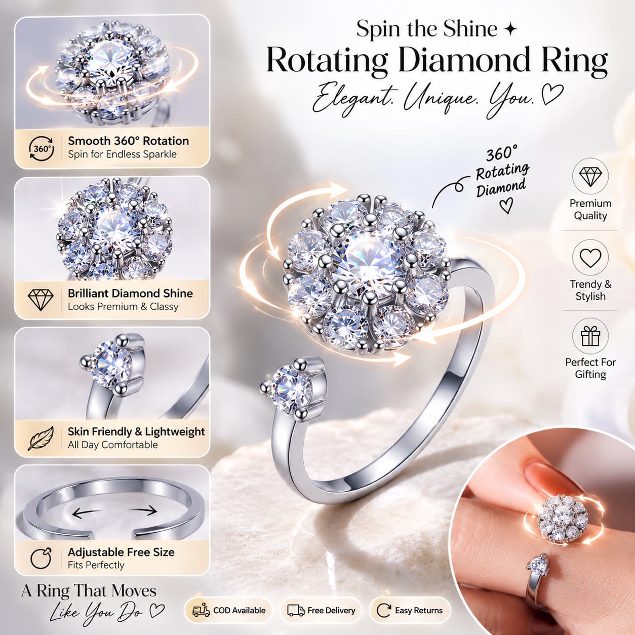 360° Rotating Diamond Ring
